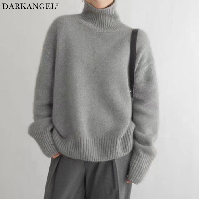 カシミヤタッチ ニット レディース 秋冬 ハイネック セーター 長袖