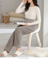 腹巻付きモールニットルームパンツ