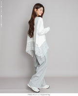 裏起毛レースドッキングロンT