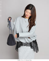 裏起毛レースドッキングロンT