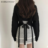 後ろリボンショート丈ニット