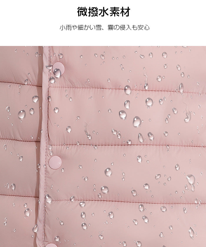 レディース クルーネック中綿インナージャケット 冬新作 スリムフィット インナーダウン Vネック 無地 薄手で暖かい ショート丈 小さめコットンジャケット 【防寒对策軽量ジャケット】