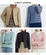 レディース クルーネック中綿インナージャケット 冬新作 スリムフィット インナーダウン Vネック 無地 薄手で暖かい ショート丈 小さめコットンジャケット 【防寒对策軽量ジャケット】