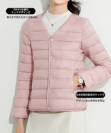 レディース クルーネック中綿インナージャケット 冬新作 スリムフィット インナーダウン Vネック 無地 薄手で暖かい ショート丈 小さめコットンジャケット 【防寒对策軽量ジャケット】