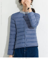 レディース クルーネック中綿インナージャケット 冬新作 スリムフィット インナーダウン Vネック 無地 薄手で暖かい ショート丈 小さめコットンジャケット 【防寒对策軽量ジャケット】