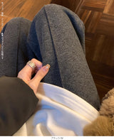 裏起毛ピンタックヘリンボーンワイドパンツ