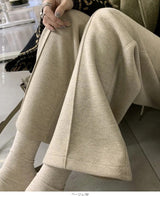 裏起毛ピンタックヘリンボーンワイドパンツ