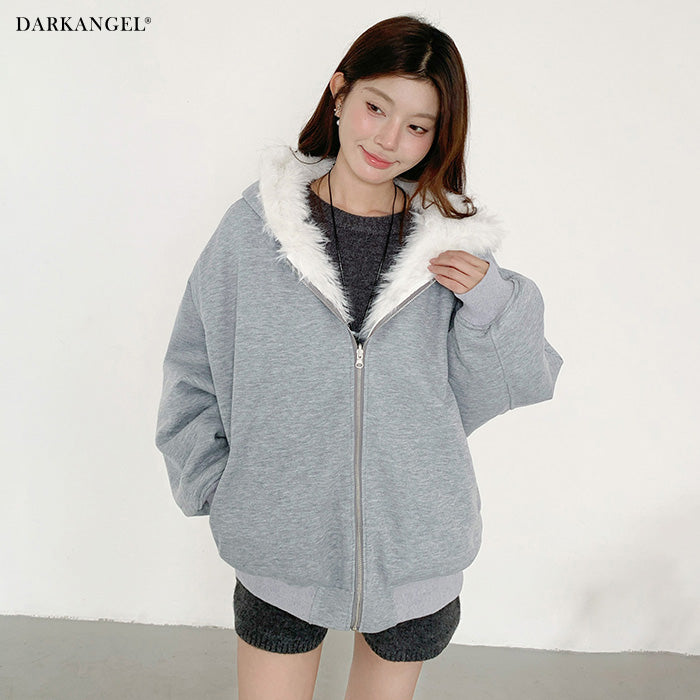 【2WAY】リバーシブル フェイクファー パーカー