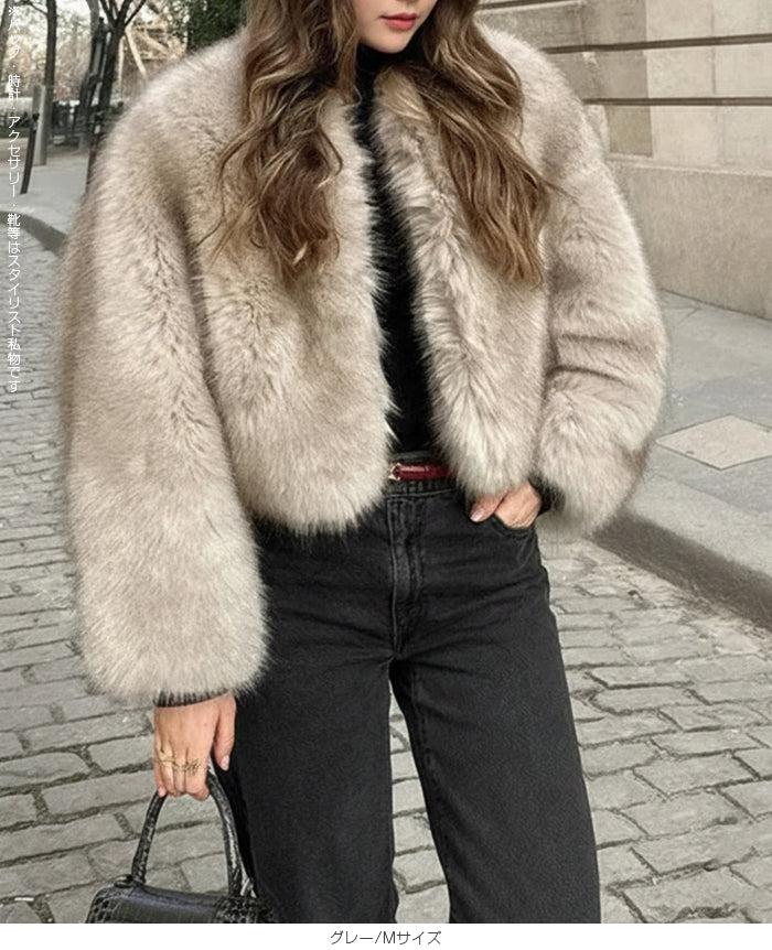 フェイクファーショート丈ジャケット