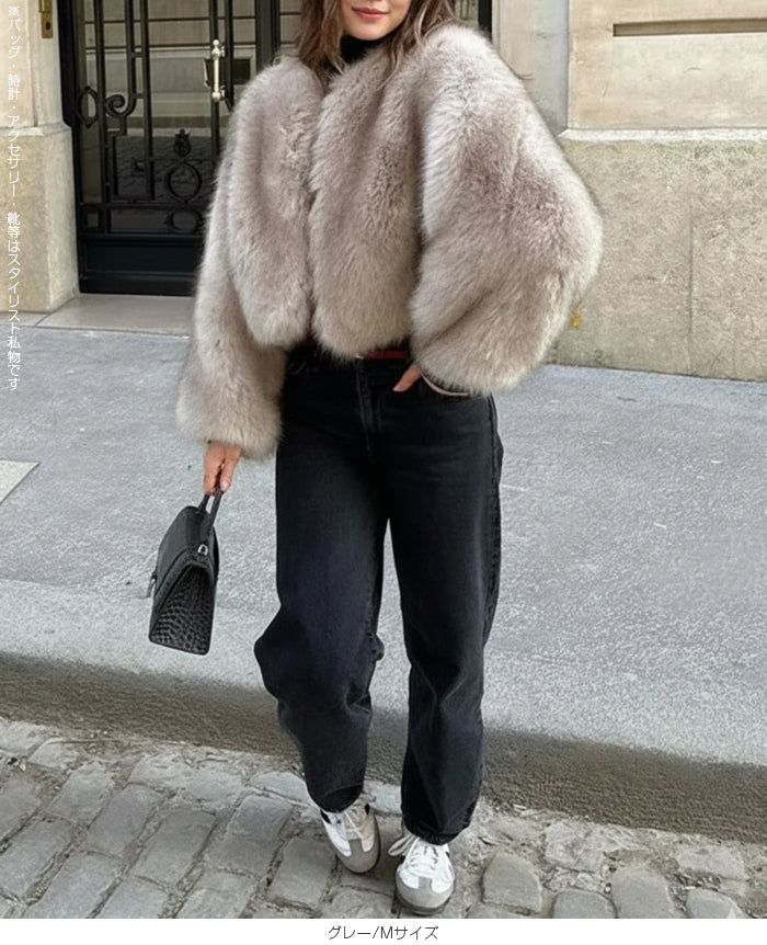 フェイクファーショート丈ジャケット