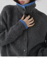 配色ニットカーディガン