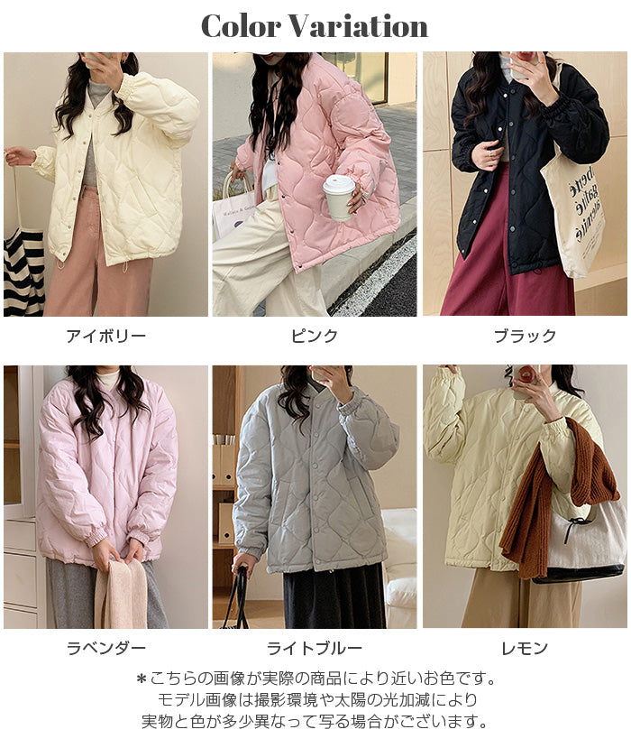 ドロストノーカラーキルティングジャケット