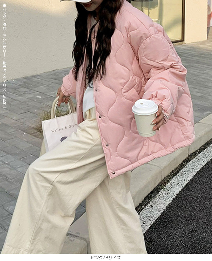 ドロストノーカラーキルティングジャケット