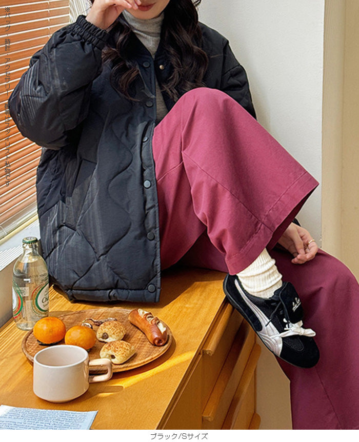 ドロストノーカラーキルティングジャケット