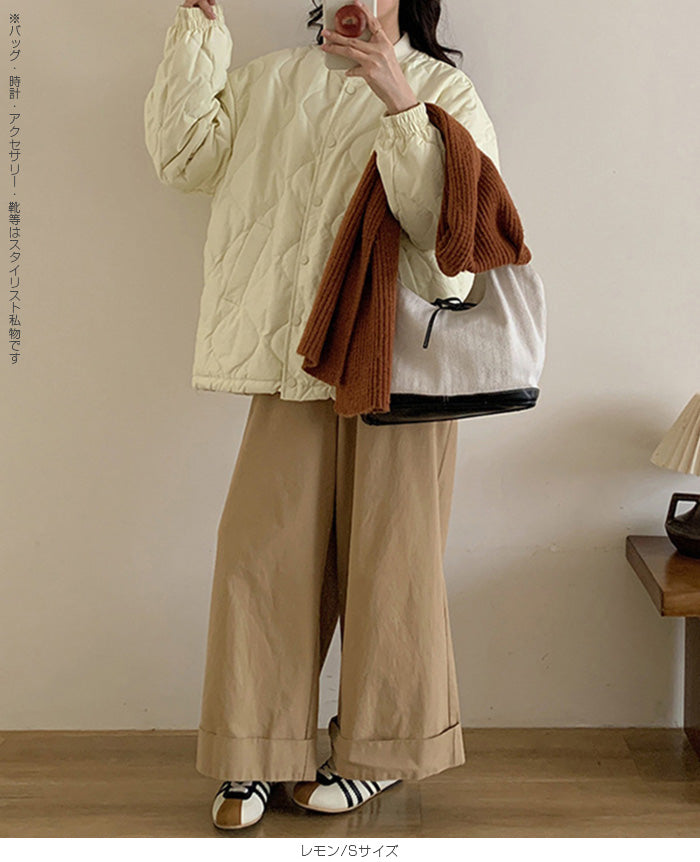 ドロストノーカラーキルティングジャケット