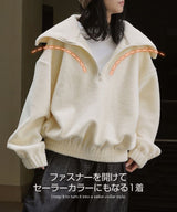 もこもこボアハーフジッププルオーバー