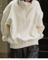 もこもこボアハーフジッププルオーバー