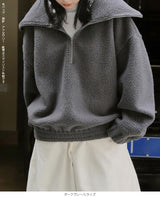 もこもこボアハーフジッププルオーバー