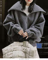 もこもこボアハーフジッププルオーバー