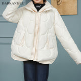 配色切替キルティング中綿フードジャケット