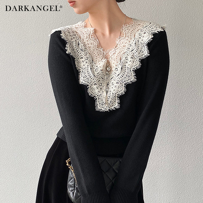Vネックレースニット – DARK ANGEL