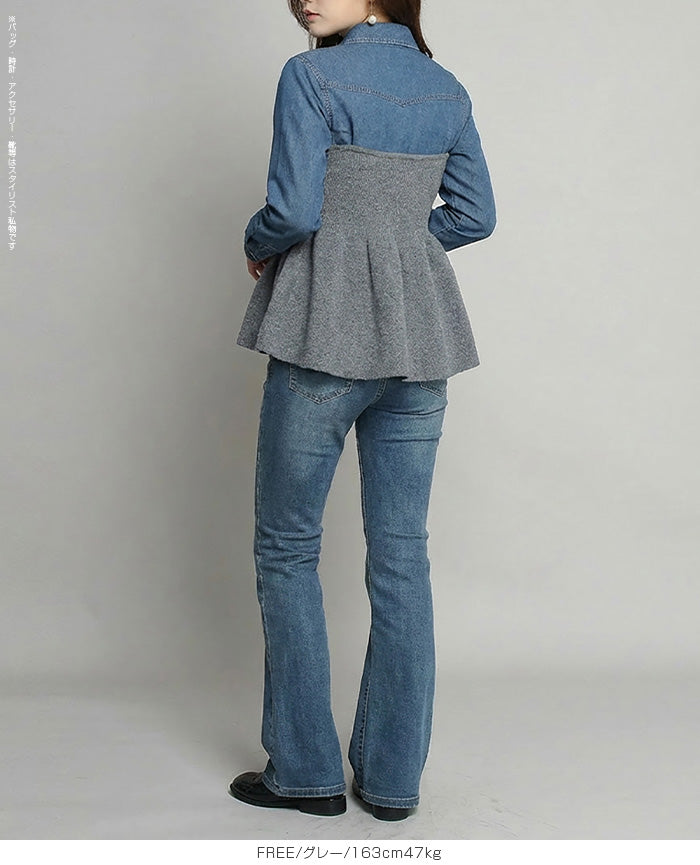 ペプラムニットビスチェ