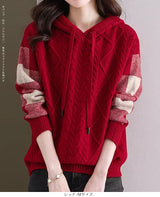 ケーブル編みニットフーディー