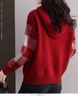 ケーブル編みニットフーディー