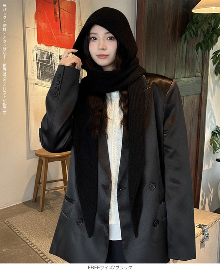 ストールリブニットフーディー