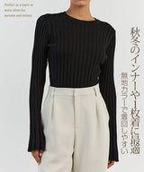 シンプルリブクルーネックニット