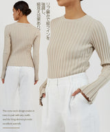 シンプルリブクルーネックニット