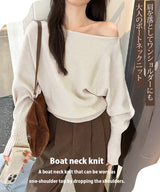 07color ゆるシルエットボートネックニット