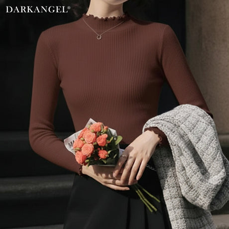 メロウフリルリブニット