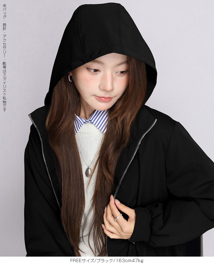 撥水スタンドカラーロング丈コート