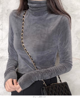 ベロアハイネックカットソー