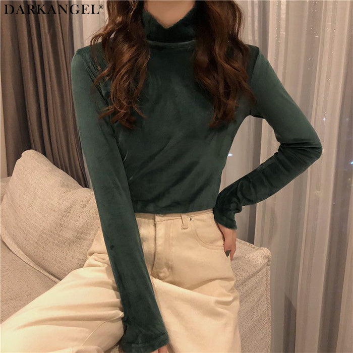 ベロアハイネックカットソー