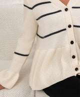 Vネックボーダーニットカーディガン