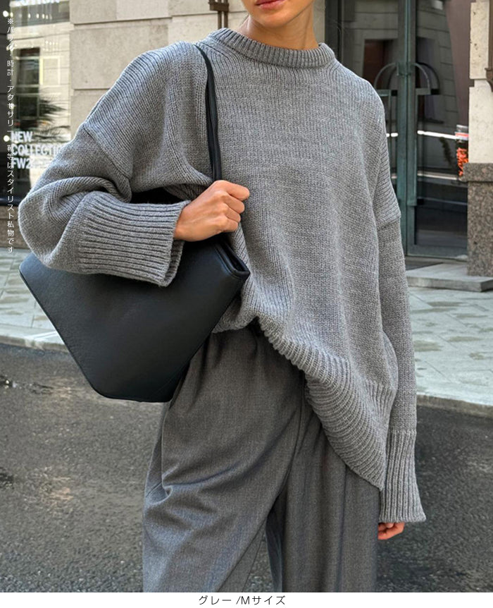 クルーネックニットプルオーバー