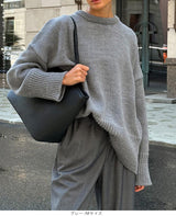 クルーネックニットプルオーバー