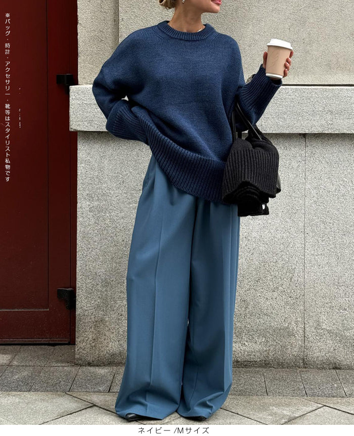 クルーネックニットプルオーバー