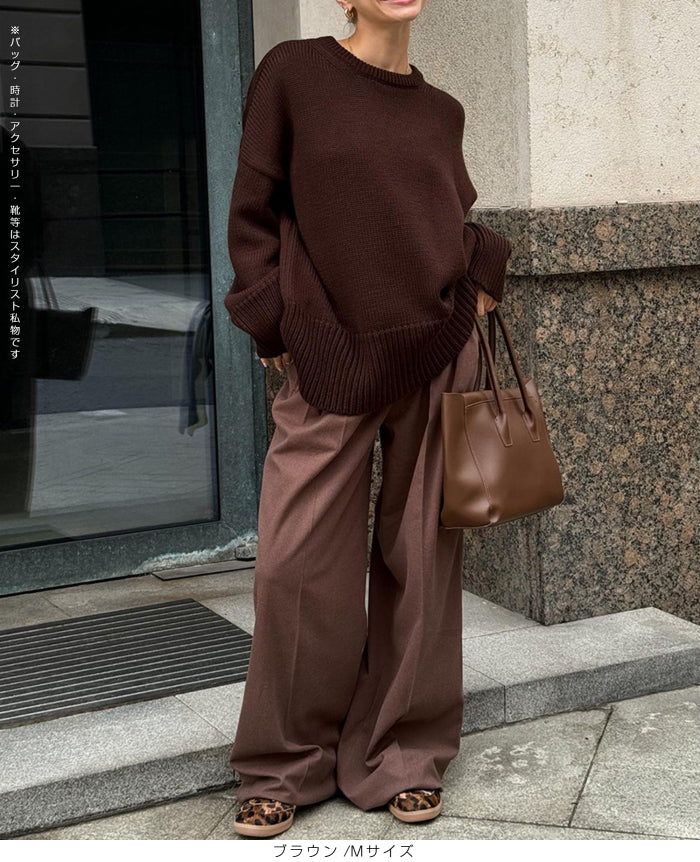 クルーネックニットプルオーバー