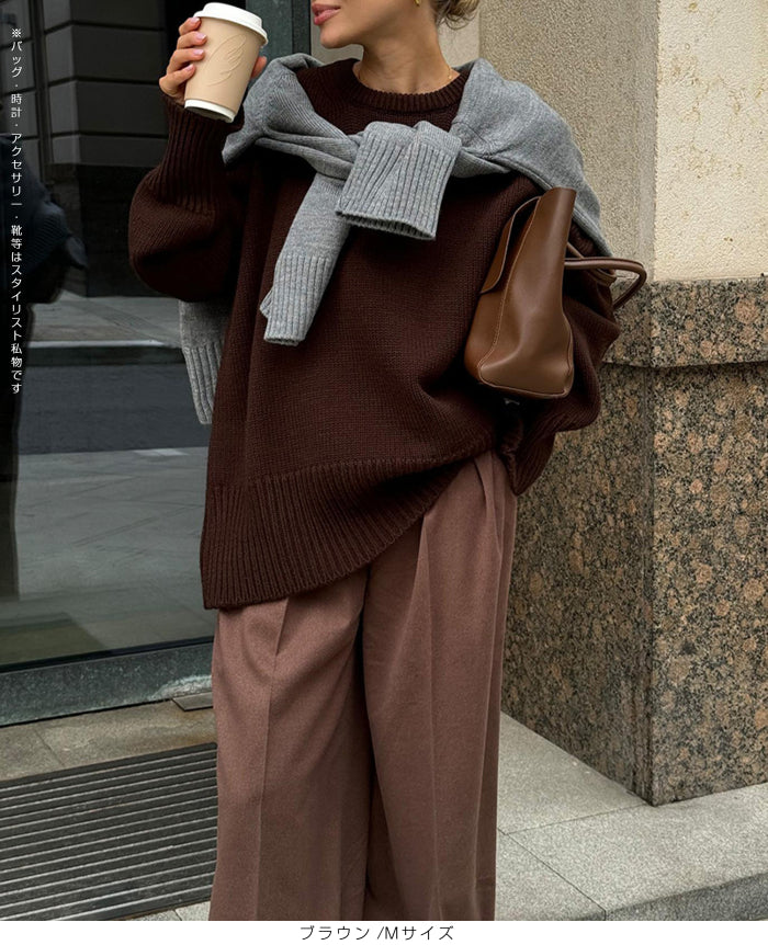 クルーネックニットプルオーバー