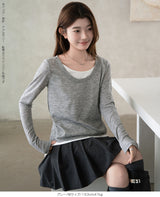 フェイクレイヤード・ロングTシャツ