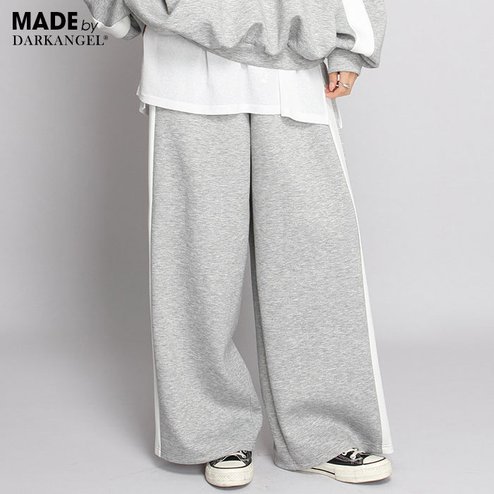 ライン入りスウェットワイドパンツ