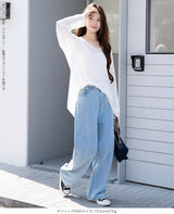 シアーフードVネックロングトップス