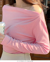 ワンショルダードレープトップス