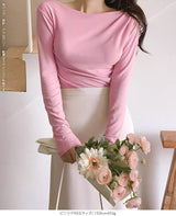 ワンショルダードレープトップス