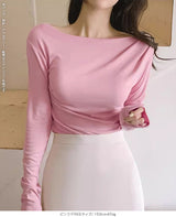 ワンショルダードレープトップス