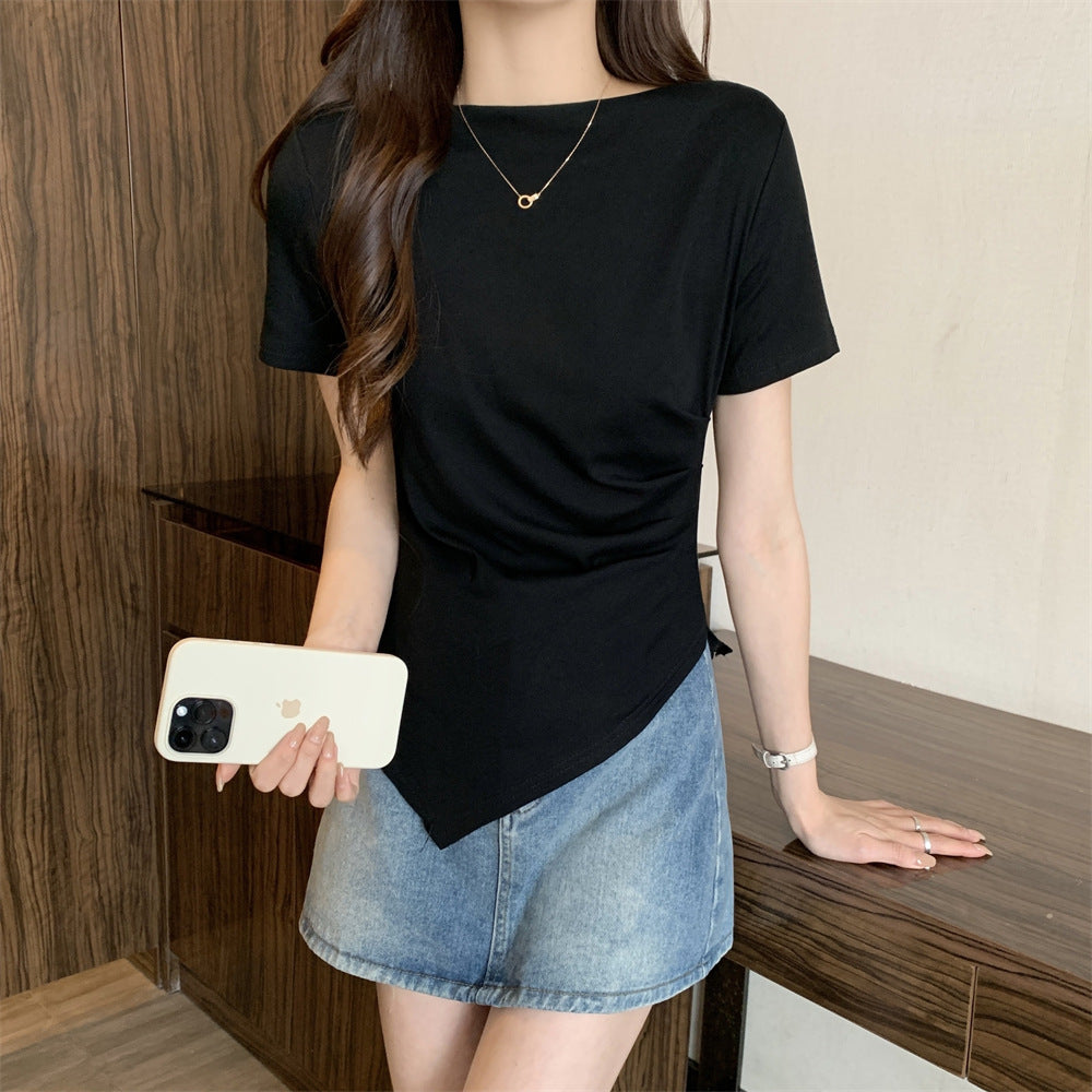 アシメドレープTシャツ