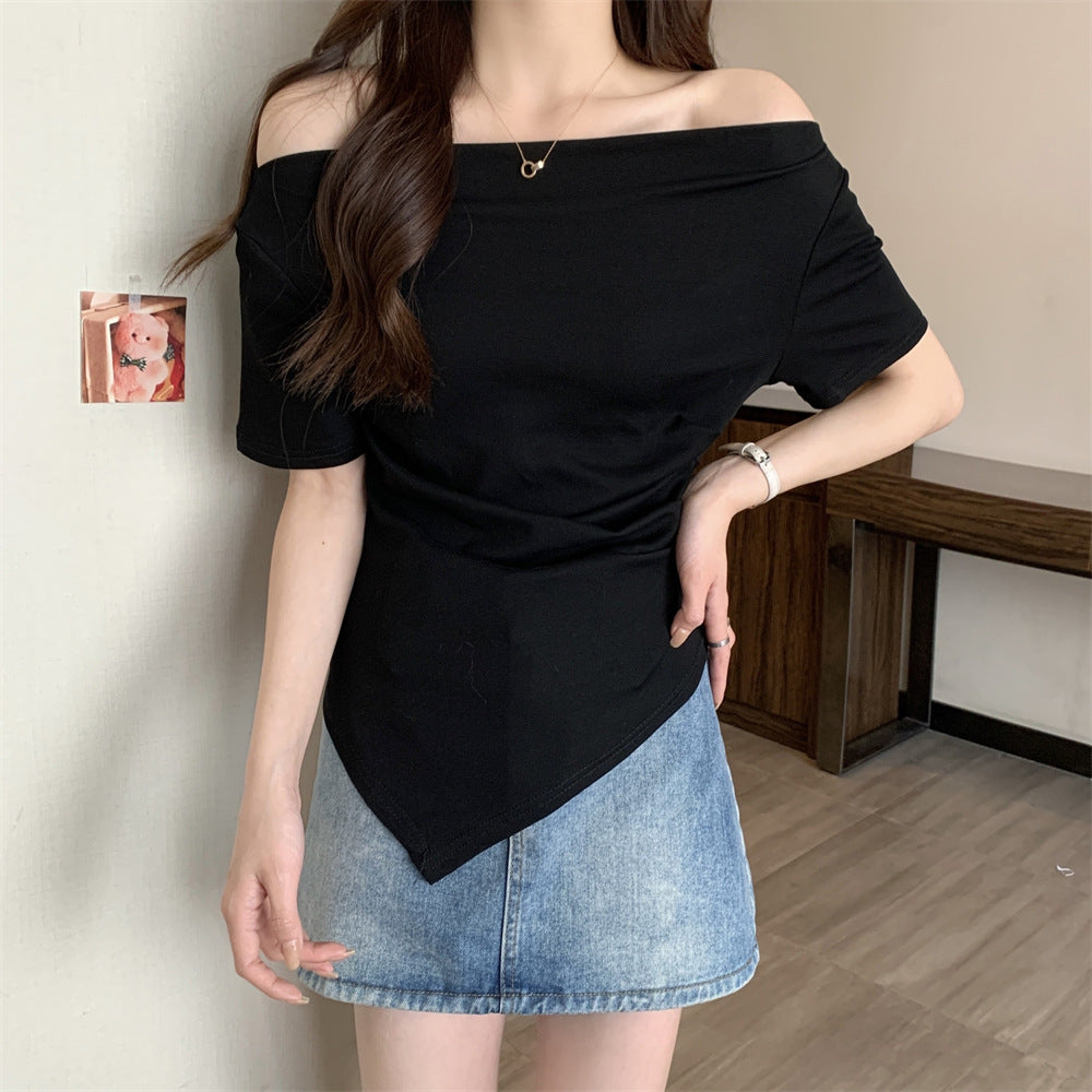 アシメドレープTシャツ